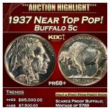 1937 Proof Buffalo Nickel Near Top Pop! 5c pr68+ S