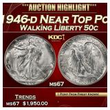 1946-d Walking Liberty Half Dollar Near Top Pop 50