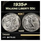 1935-p Walking Liberty Half Dollar 50c Grades ms66