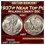 1937-p Walking Liberty Half Dollar Near Top Pop 50