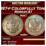 1897-p Morgan Dollar Colorfully Toned $1 ms66+ SEG