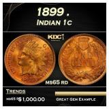 1899 Indian Cent . 1c Grades ms65 rd