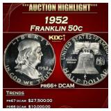 1952 Proof Franklin Half Dollar 50c pr66+ DCAM SEG