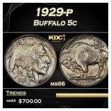1929-p Buffalo Nickel 5c Grades ms66