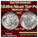 1939-s Mercury Dime Near Top Pop 10c ms67 FSB SEGS