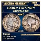 1930-p Buffalo Nickel TOP POP! 5c ms67+ SEGS