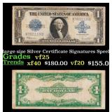 1923 $1 large size Silver Certificate Grades vf+ S