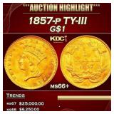 1857-p Gold Dollar TY-III $1 ms66+ SEGS