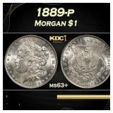 1889-p Morgan Dollar $1 Grades ms63+