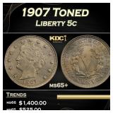 1907 Liberty Nickel Toned 5c Grades ms65+