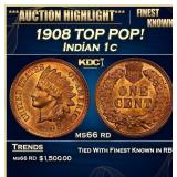 1908 Indian Cent TOP POP! 1c ms66 rd SEGS