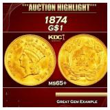 1874 Gold Dollar $1 ms65+ SEGS