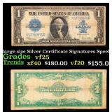 1923 $1 large size Silver Certificate Grades vf+ S