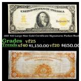 1907 $10 Large Size Gold Certificate Grades vf+ Si