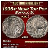 1935-p Buffalo Nickel Near Top Pop 5c ms68 SEGS