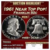 1961 Proof Franklin Half Dollar Near Top Pop! 50c