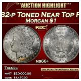 1882-p Morgan Dollar Toned Near Top Pop $1 ms66+ S