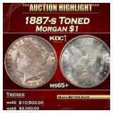 1887-s Morgan Dollar Toned $1 ms65+ SEGS