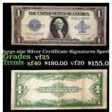 1923 $1 large size Silver Certificate Grades vf+ S