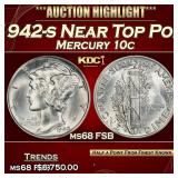 1942-s Mercury Dime Near Top Pop! 10c ms68 FSB SEG
