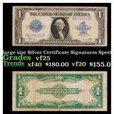 1923 $1 large size Silver Certificate Grades vf+ S
