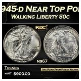 1945-d Walking Liberty Half Dollar Near Top Pop 50