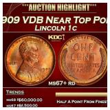 1909 VDB Lincoln Cent Near Top Pop! 1c ms67+ rd SE