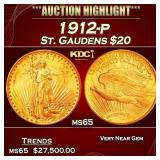 1912-p Gold St. Gaudens Double Eagle $20 ms65 SEGS
