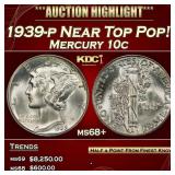 1939-p Mercury Dime Near Top Pop! 10c ms68+ SEGS