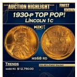 1930-p Lincoln Cent TOP POP! 1c ms68 rd SEGS