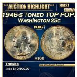 1946-s Washington Quarter Toned TOP POP! 25c ms68