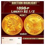 1898-p Gold Liberty Quarter Eagle $2 1/2 ms64+ SEG