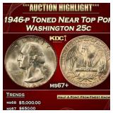 1946-p Washington Quarter Toned Near Top Pop 25c m