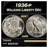 1936-p Walking Liberty Half Dollar 50c Grades ms66