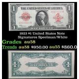 1923 $1 United States Note Grades Choice AU/BU Sli