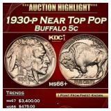 1930-p Buffalo Nickel Near Top Pop 5c ms66+ SEGS