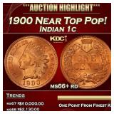 1900 Indian Cent Near Top Pop! 1c ms66+ rd SEGS