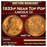 1933-p Lincoln Cent Near Top Pop 1c ms67 rd SEGS