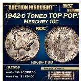 1942-d Mercury Dime Toned TOP POP! 10c ms68+ FSB S