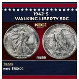1942-s Walking Liberty Half Dollar 50c Grades ms66