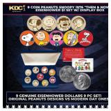 9 Coin Peanuts Charlie Brown, Snoopy 1976 "Then &