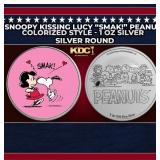 Snoopy Kissing Lucy "SMAK!" Peanuts Colorized Styl