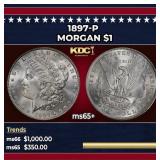 1897-p Morgan Dollar $1 Grades ms65+