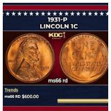 1931-p Lincoln Cent 1c Grades ms66 rd