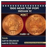 1900 Indian Cent Near Top Pop! 1c ms66+ rd SEGS
