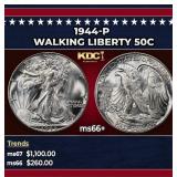 1944-p Walking Liberty Half Dollar 50c ms66+ SEGS