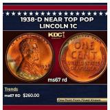 1938-d Lincoln Cent Near Top Pop 1c ms67 rd SEGS