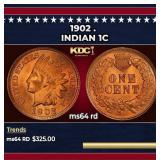 1902 Indian Cent . 1c Grades ms64 rd