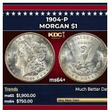 1904-p Morgan Dollar $1 Grades ms64+