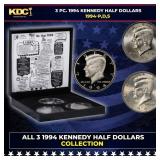 Complete 3 PC. 1994 Kennedy Half Dollar 50c set In